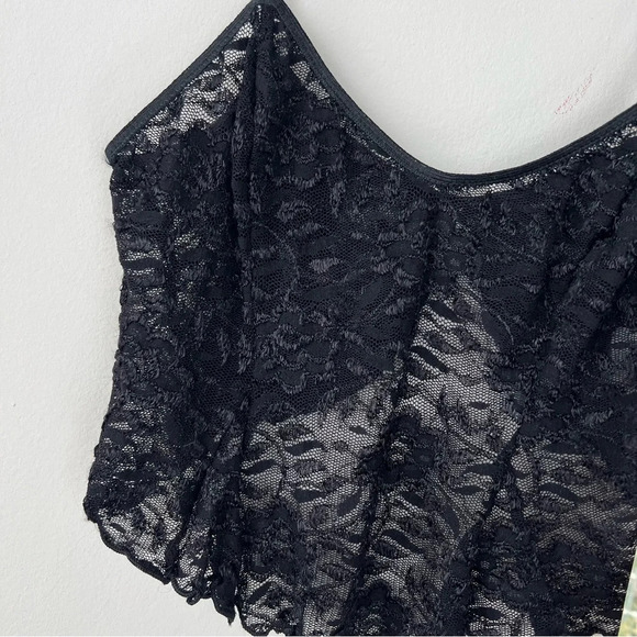 NWT Deadstock Vintage Shirley of Hollywood Black Lace Crop Tank Top - Picture 2 of 7